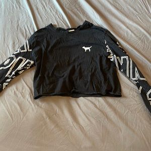 black long sleeve crop top by pink size small